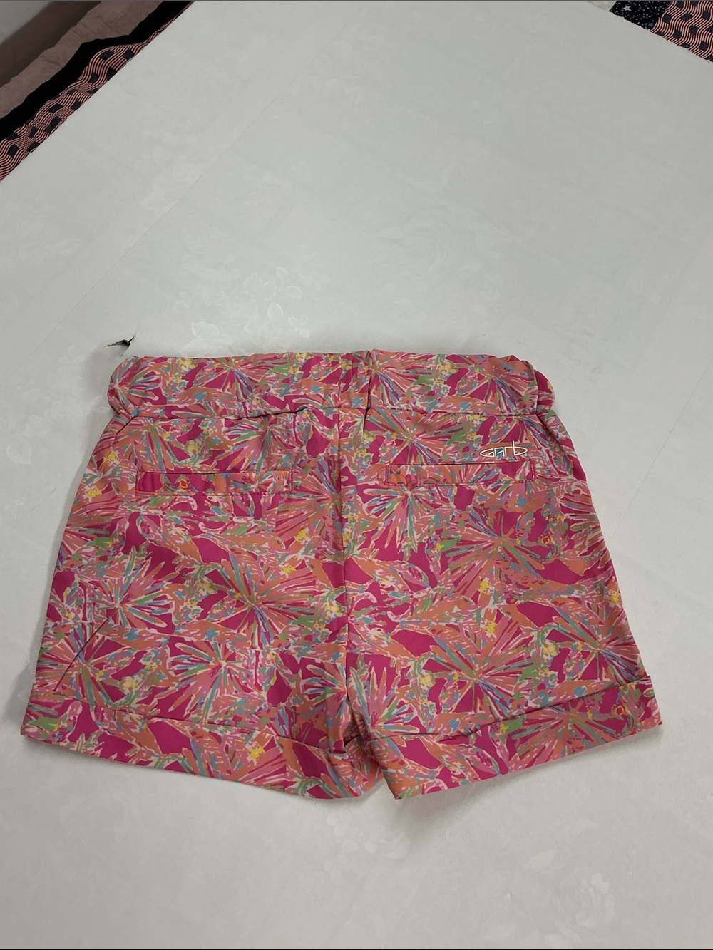Girls' Pink Floral Drawstring Shorts - Picture 2 of 4